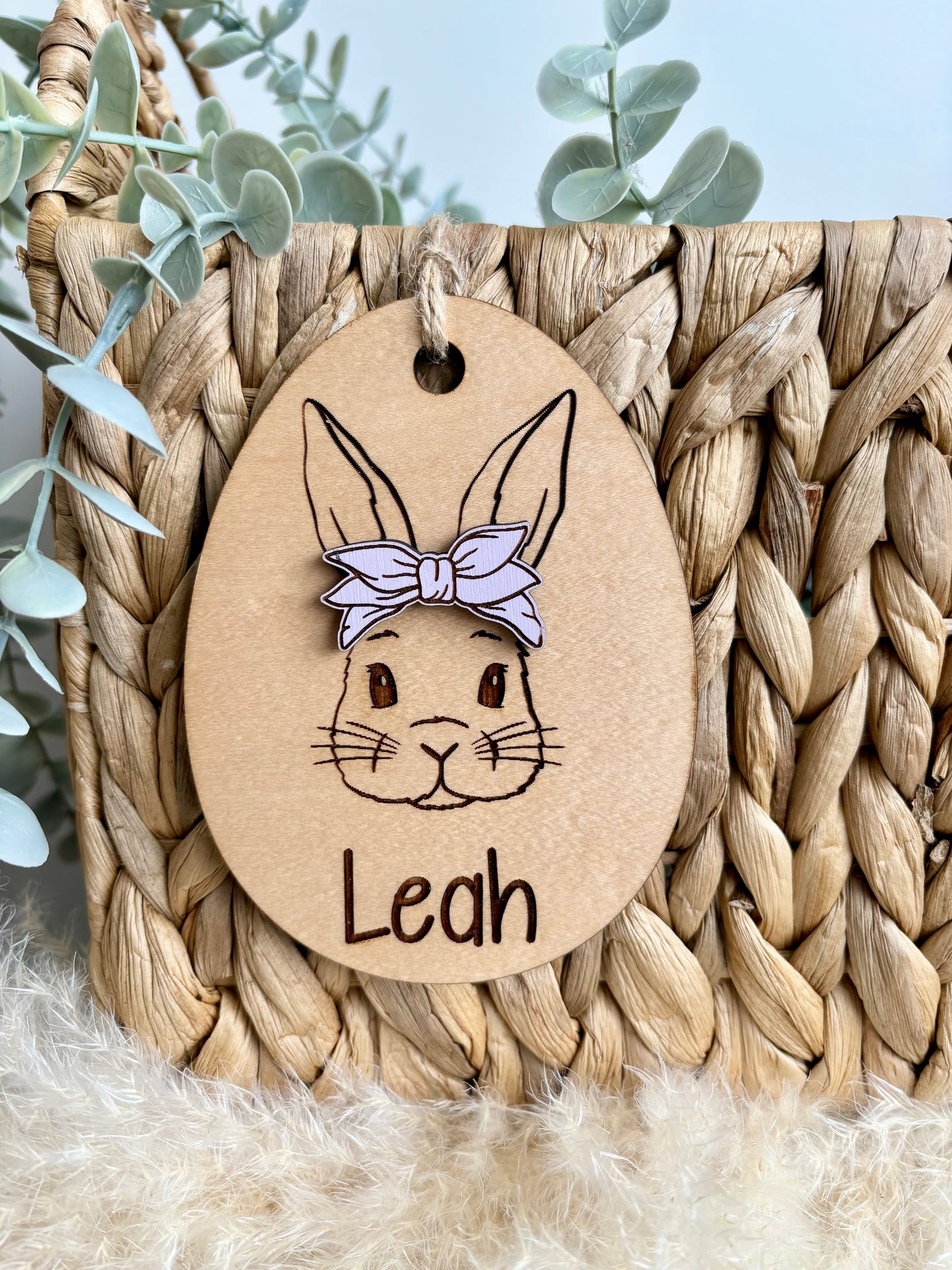 OVAL EASTER BUNNY BASKET TAG