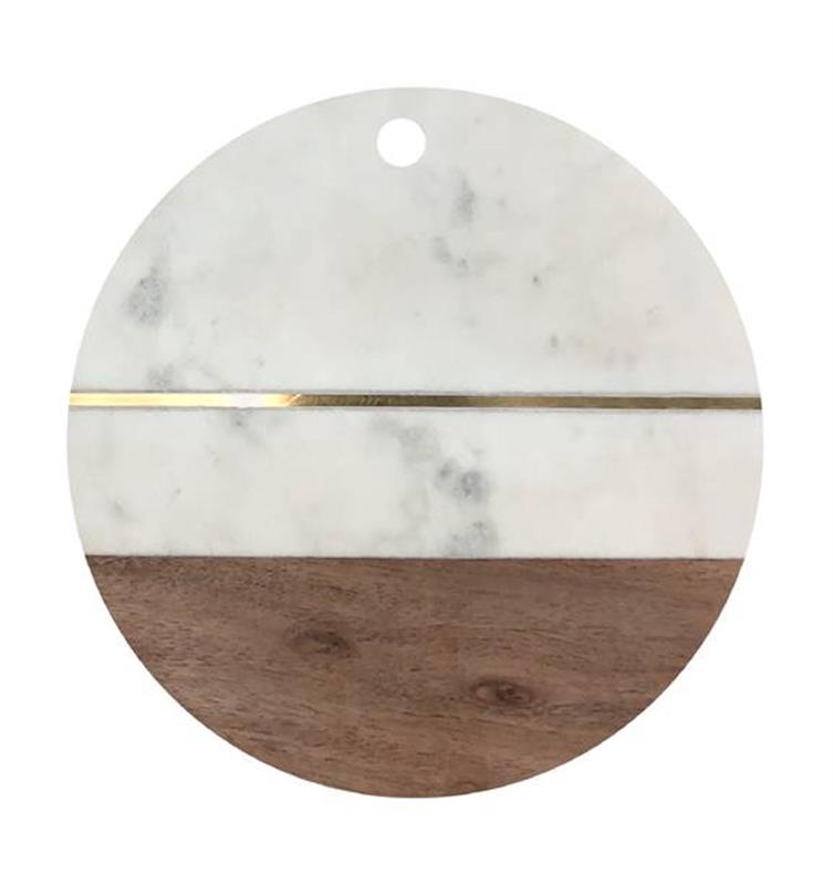 MARBLE & WOODD CUTTING BOARD WHITE / K27570 *