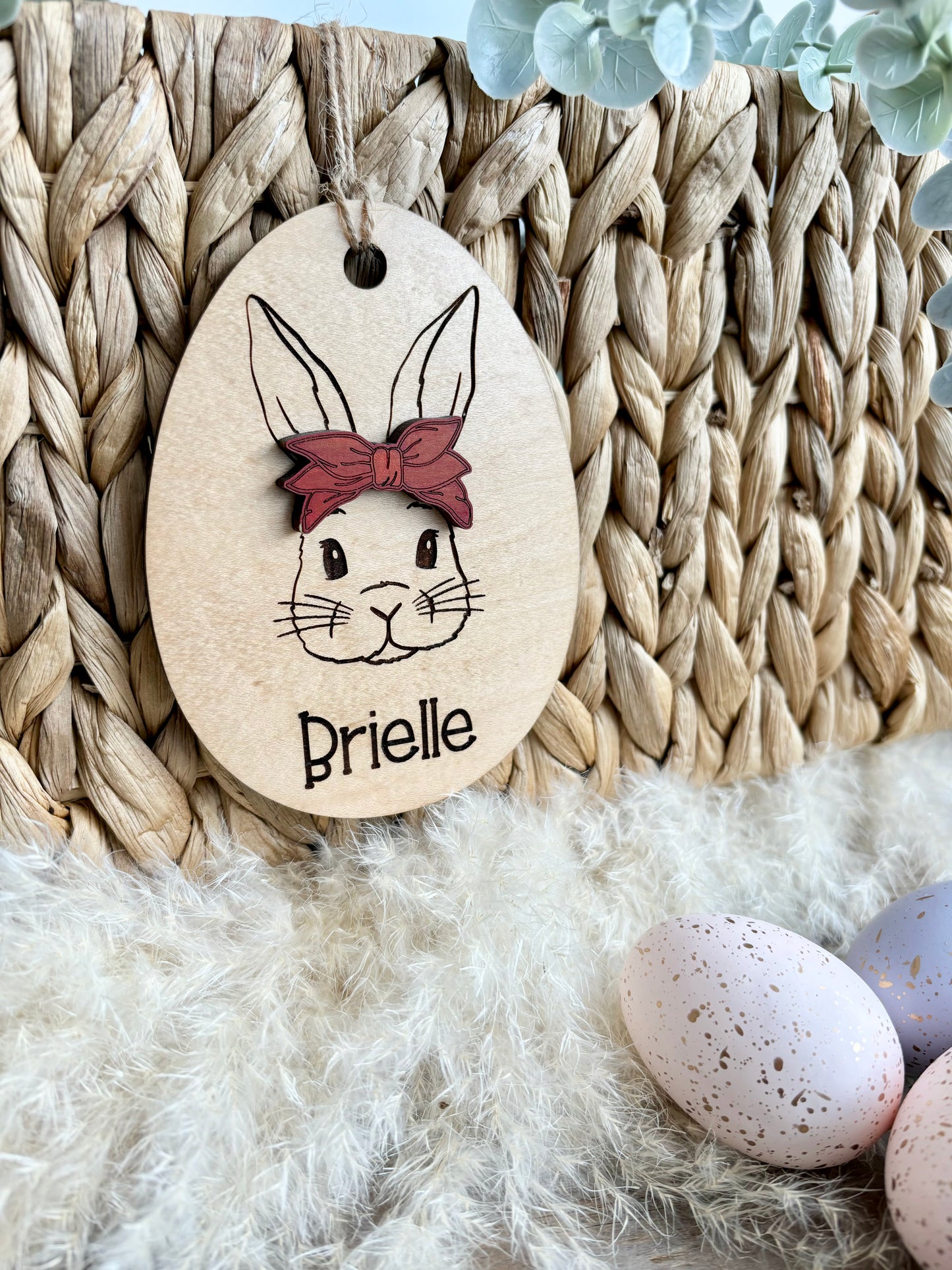 OVAL EASTER BUNNY BASKET TAG