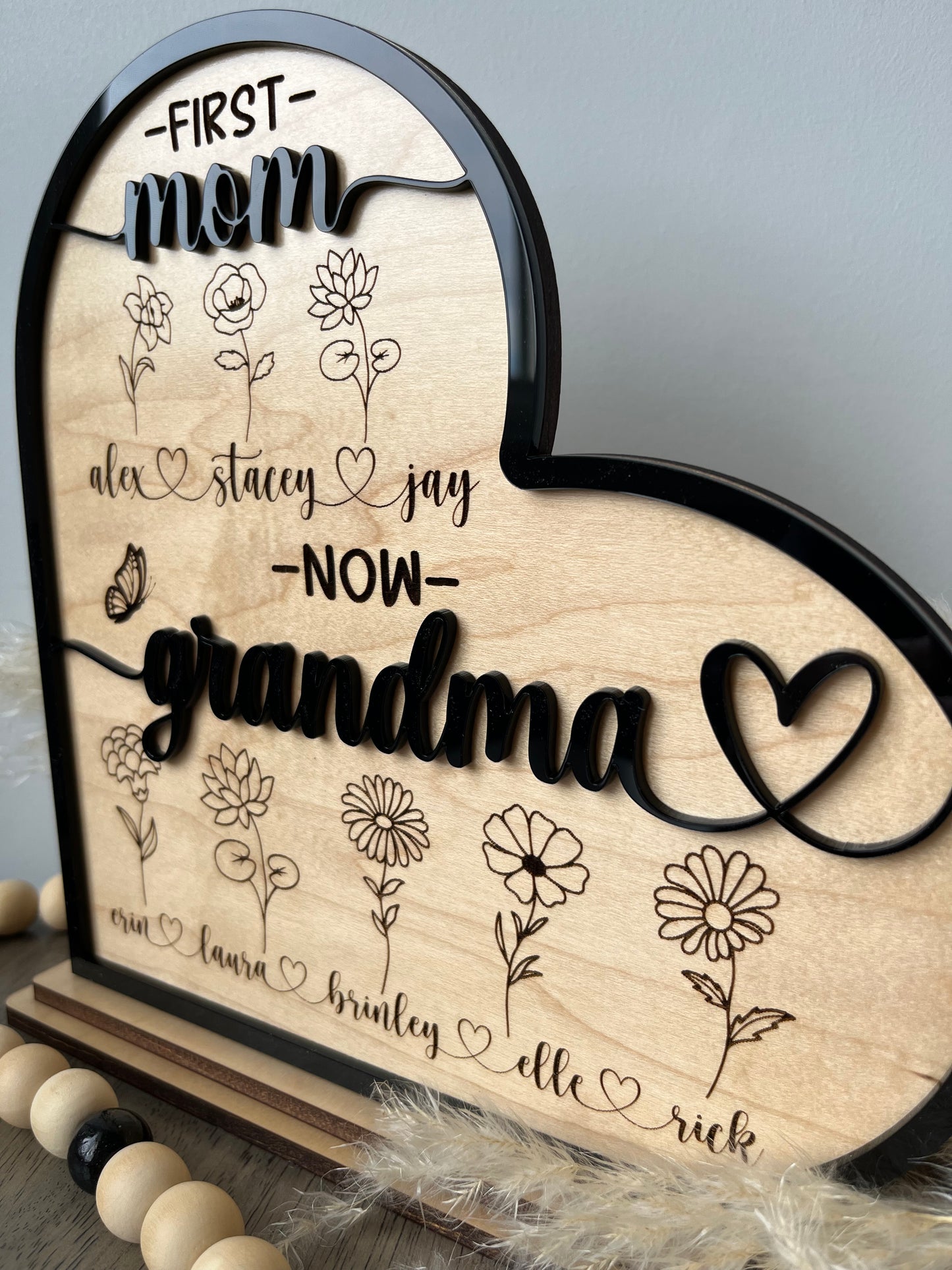 BIRTH FLOWER FIRST MOM - NOW GRANDMA SIGN