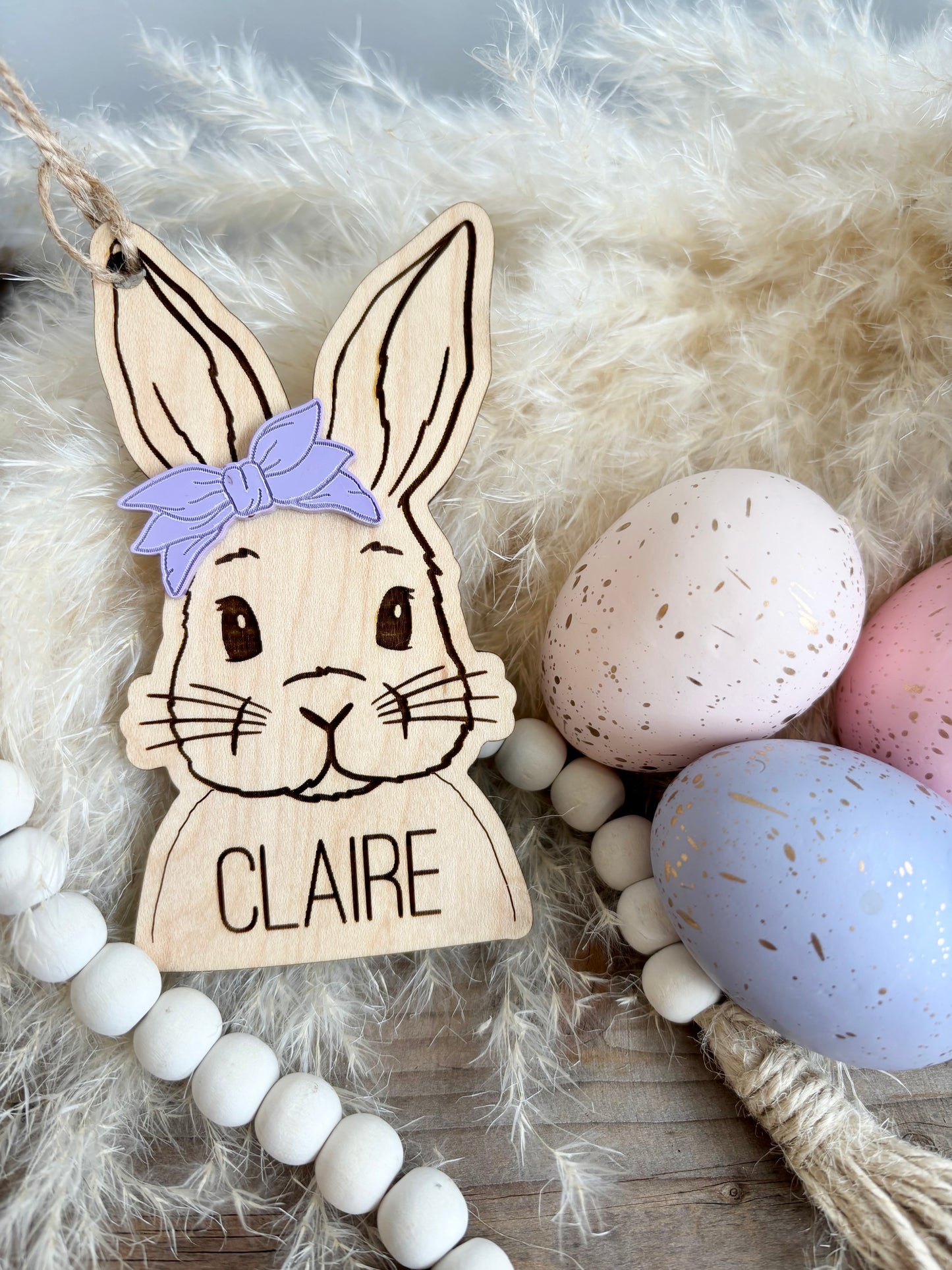 EASTER BUNNY WITH GLASSES / BOW BASKET TAG