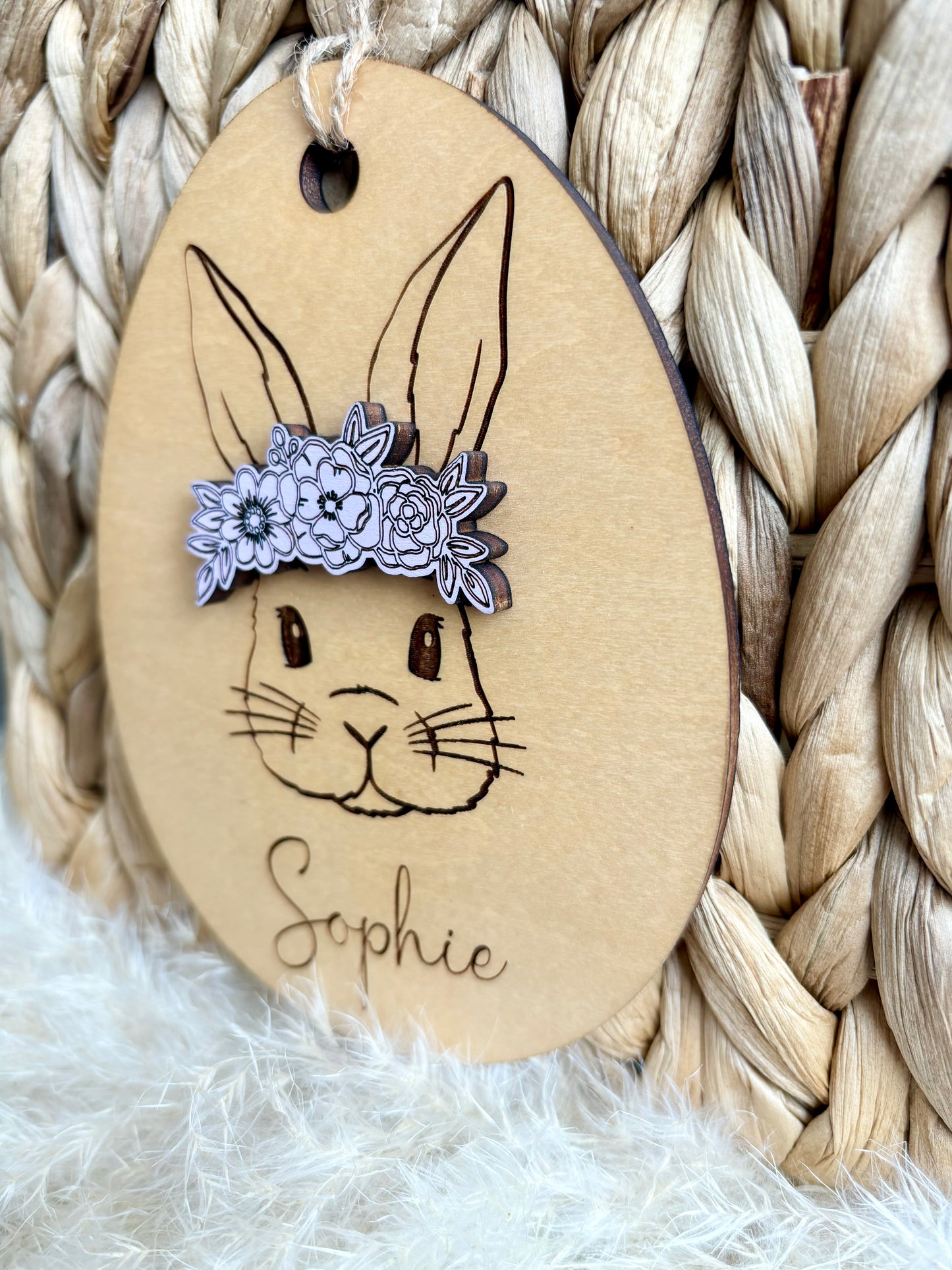 OVAL EASTER BUNNY BASKET TAG