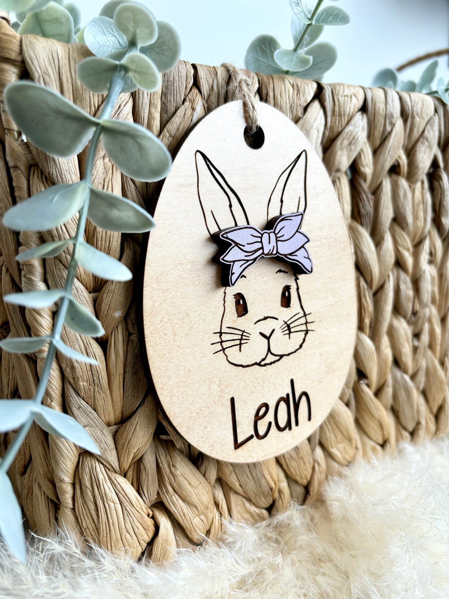 OVAL EASTER BUNNY BASKET TAG
