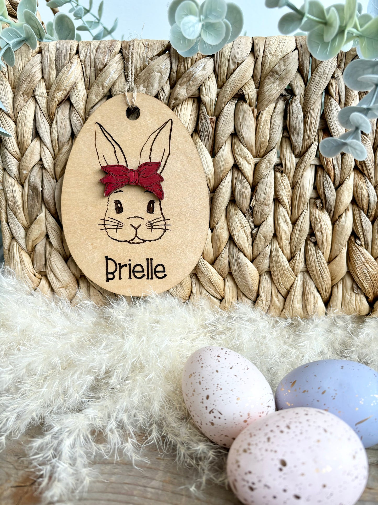 OVAL EASTER BUNNY BASKET TAG