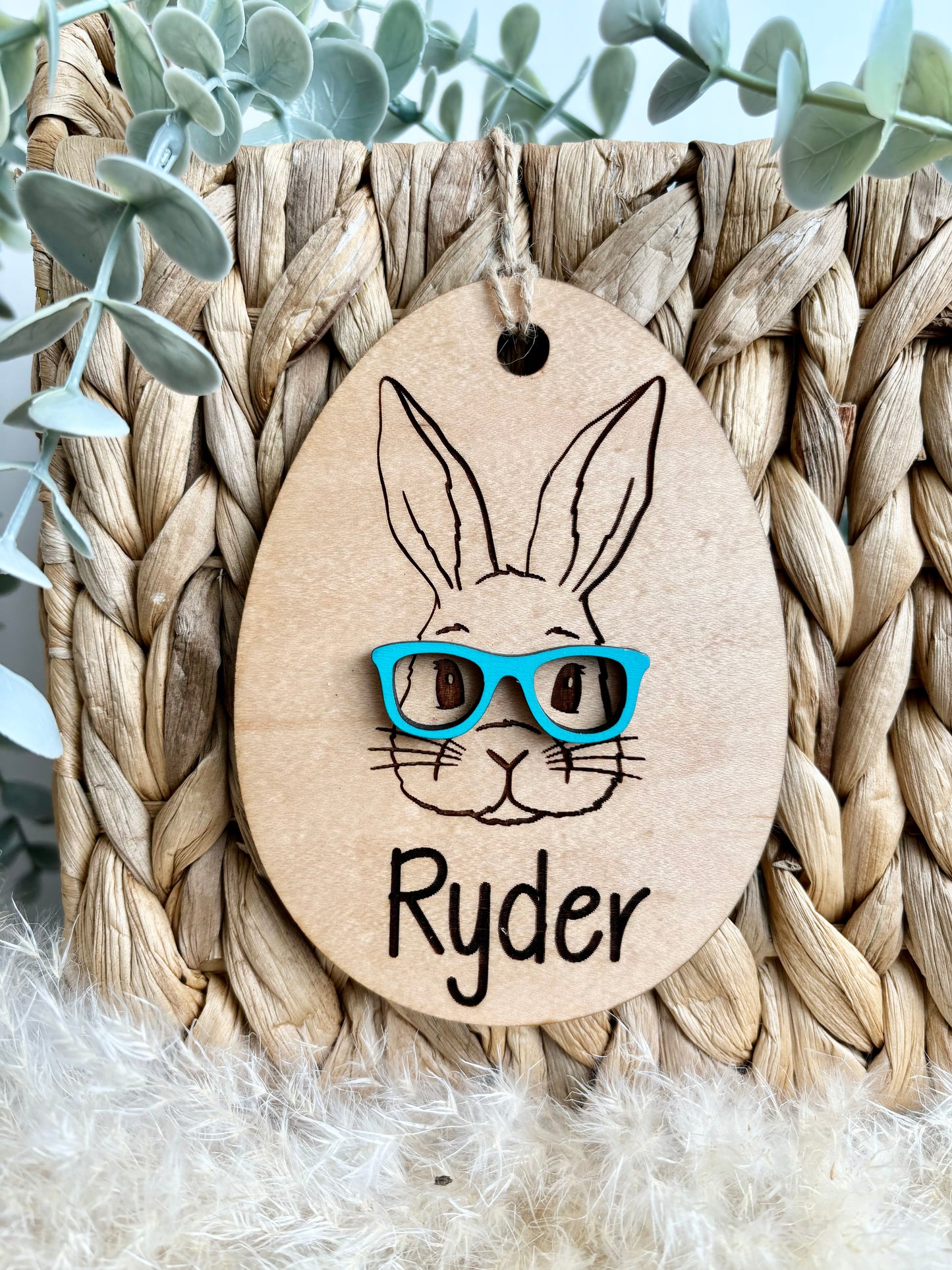 OVAL EASTER BUNNY BASKET TAG