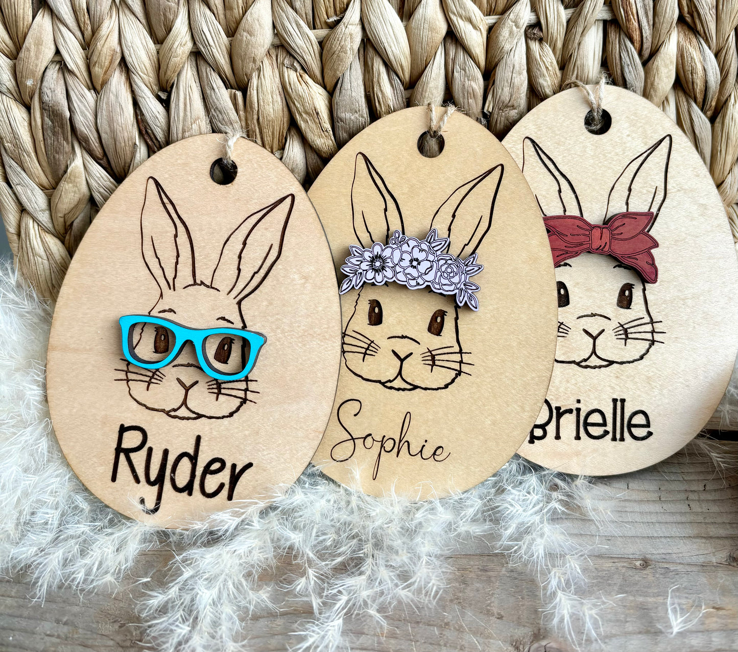 OVAL EASTER BUNNY BASKET TAG