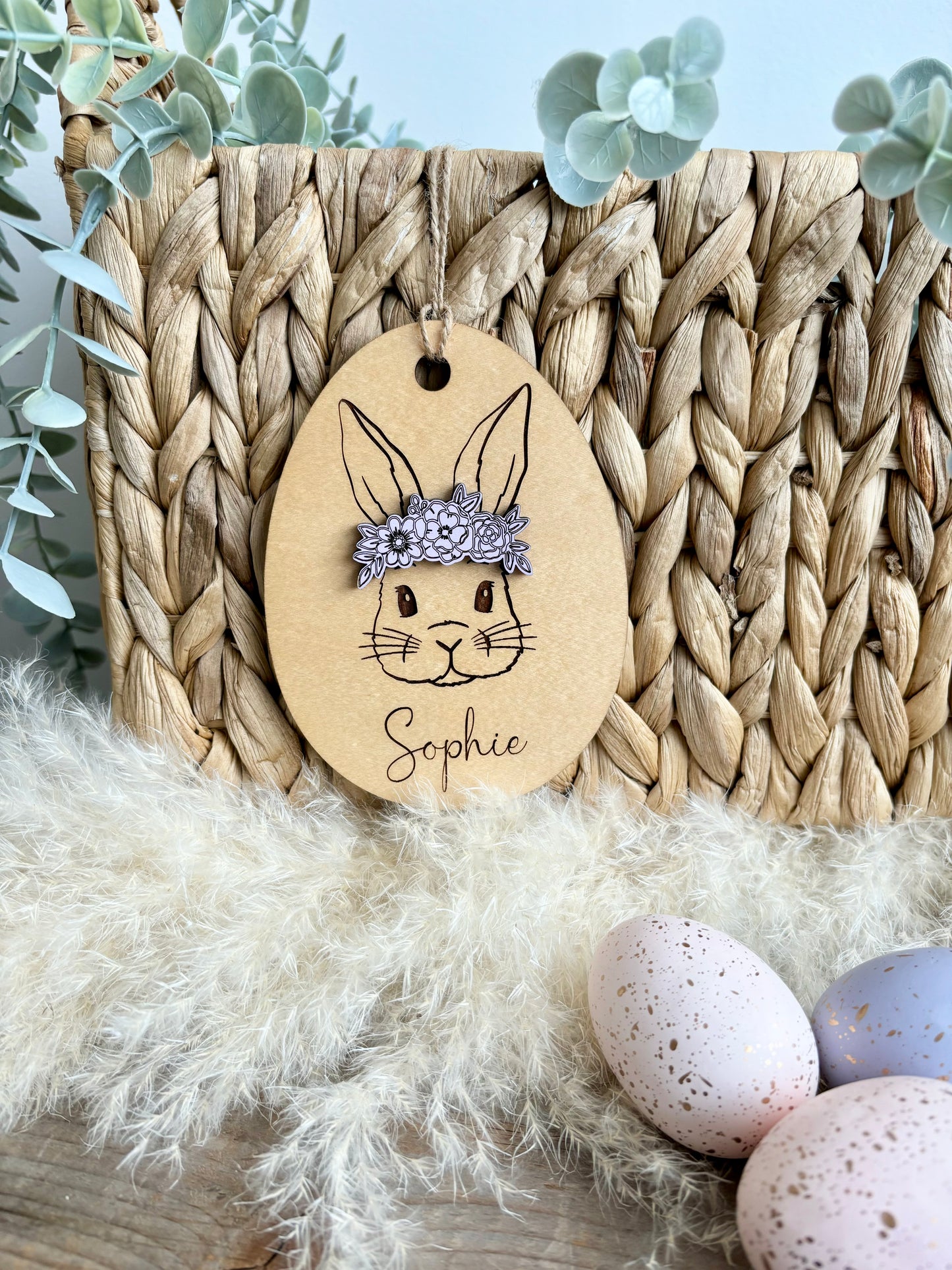OVAL EASTER BUNNY BASKET TAG