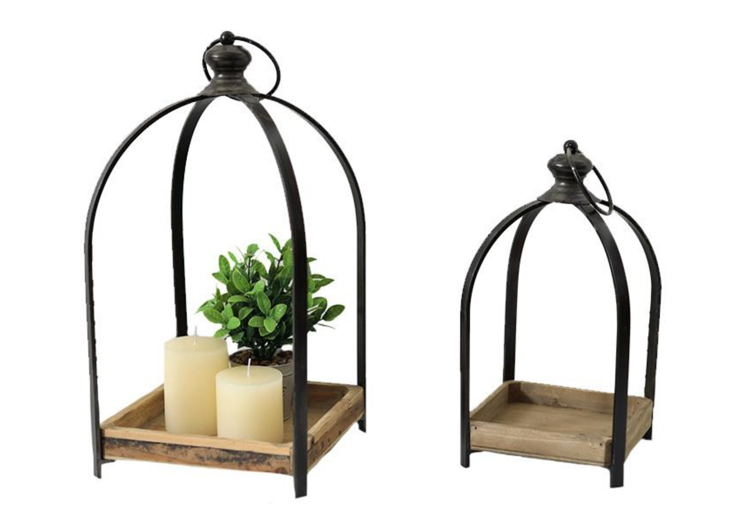 WOOD & METAL CANDLE STANDS / K21951