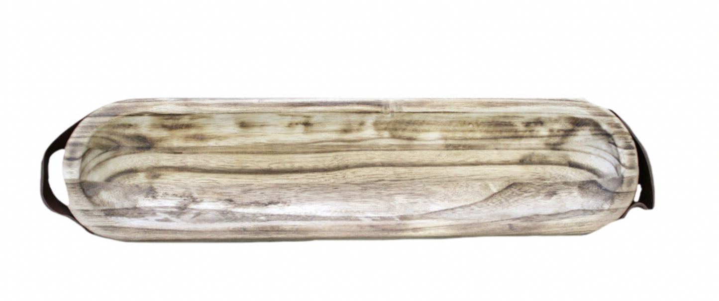 WOODEN OVAL SERVING TRAY / K54504