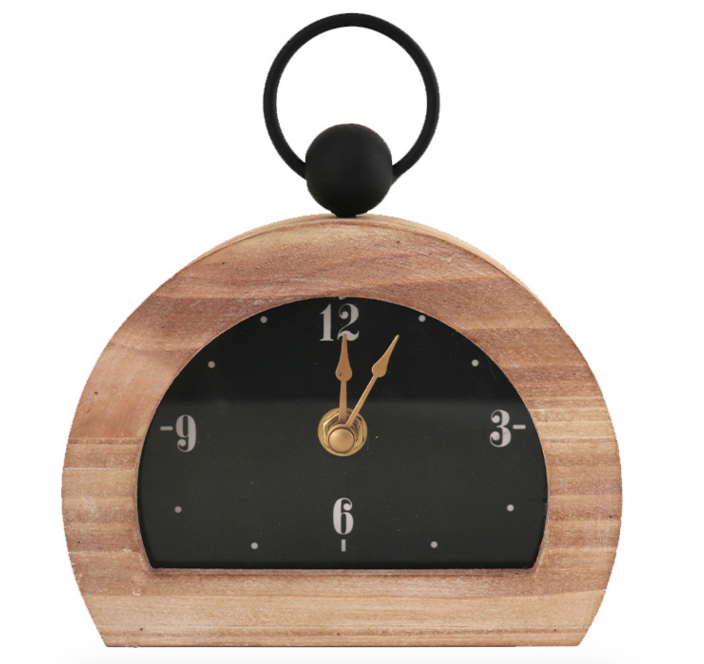 WOOD + BLACK TABLE CLOCK / K54707