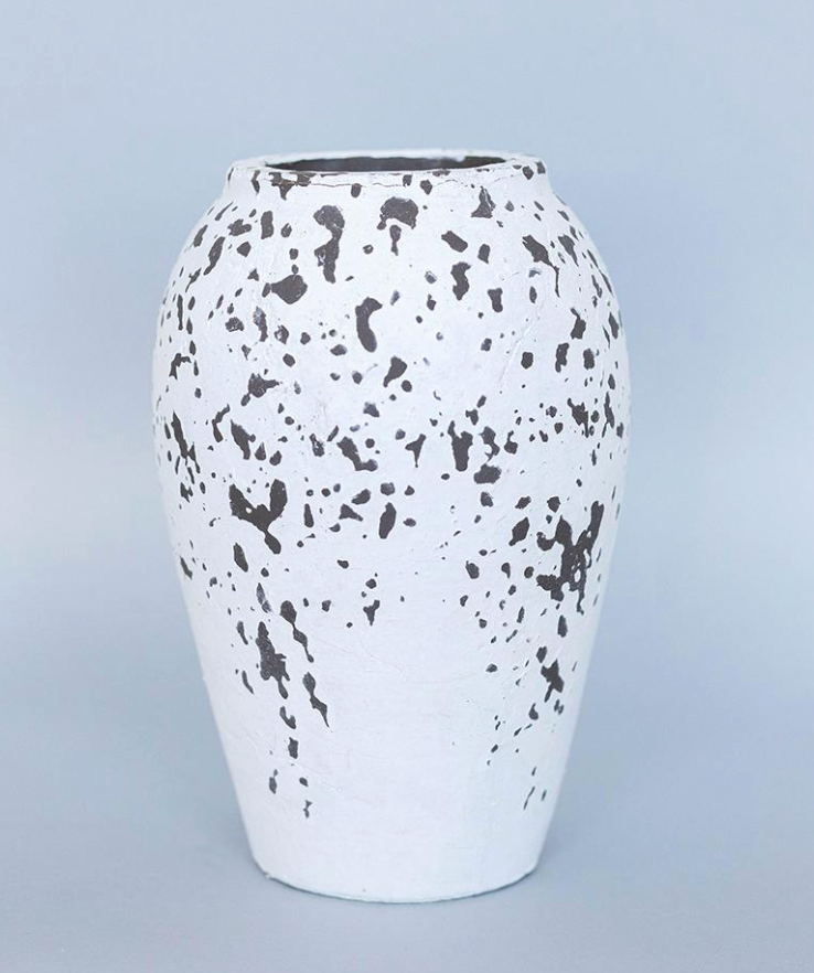 CHIPPED WHITE TERRACOTTA VASE / F448