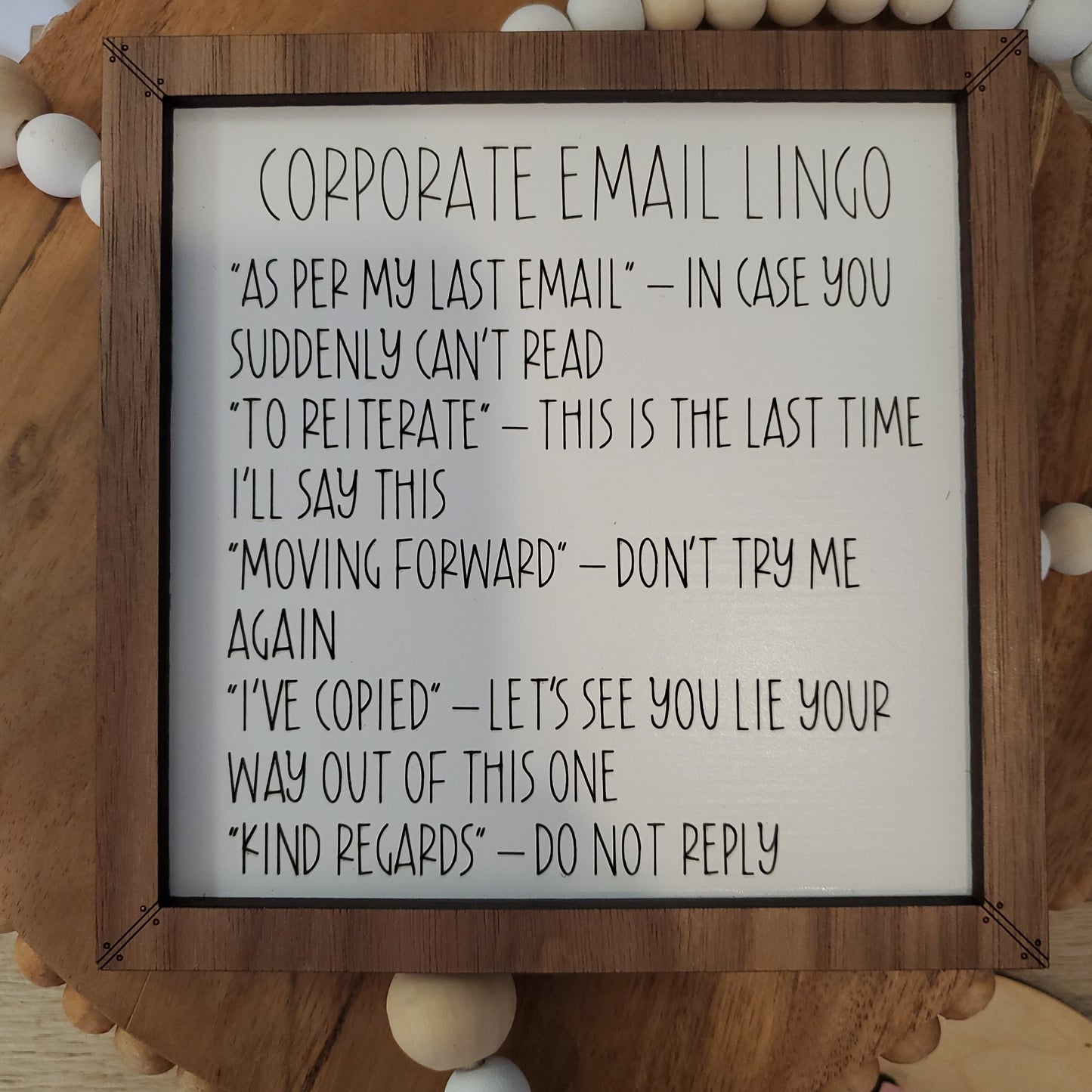 CORPORATE EMAIL LINGO SHELF LEANER