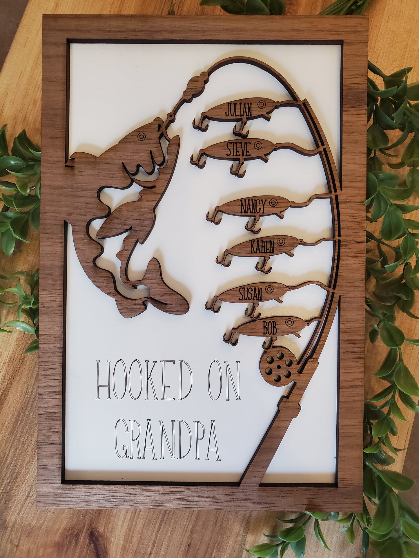 HOOKED ON DADDY, GRANDPA, PAPA FISHING SIGN