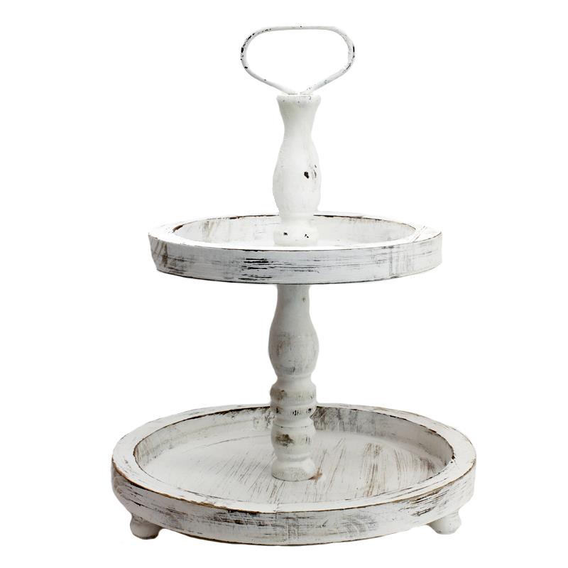 WHITE TWO TIERED TRAY / K21280