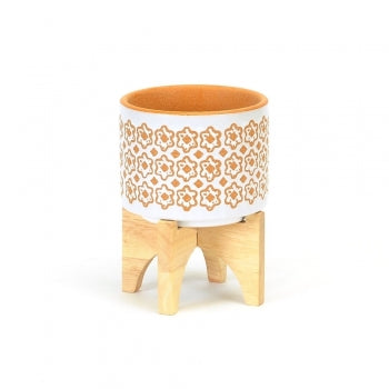 FLORAL PATTERN MUSTARD POT ON STAND / B3740