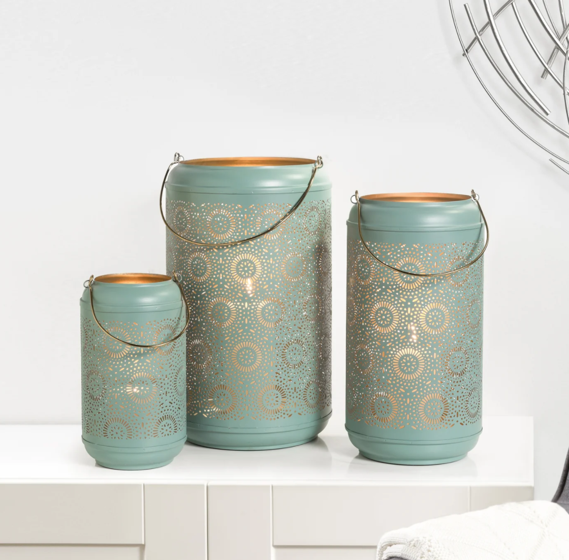 METAL TURQUOISE LANTERNS / TT902959