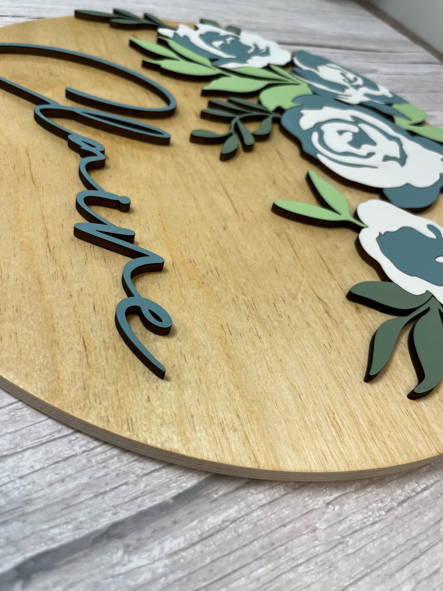 NAME ROUND SIGN- "FLORAL - PEONIES" DESIGN