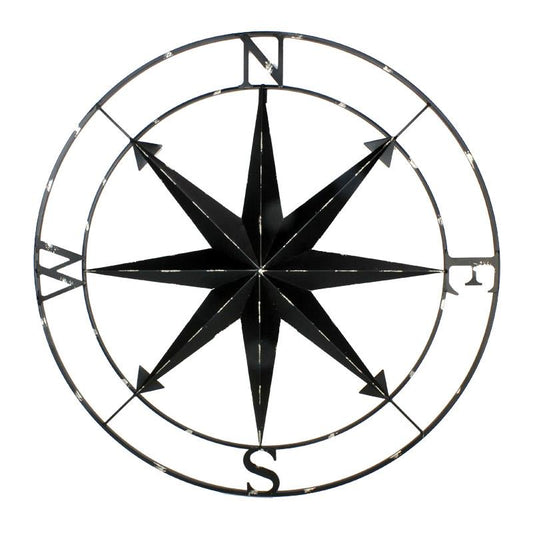 BLACK METAL WALL COMPASS / K21736