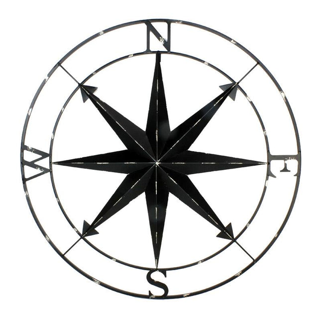BLACK METAL WALL COMPASS / K21736 *