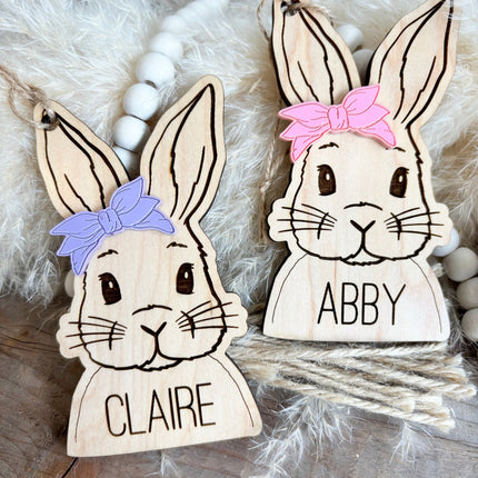 EASTER BUNNY WITH GLASSES / BOW BASKET TAG