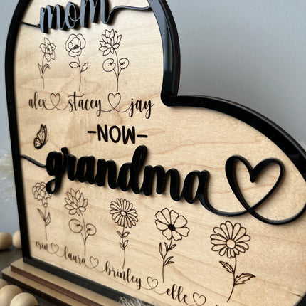 BIRTH FLOWER FIRST MOM - NOW GRANDMA SIGN