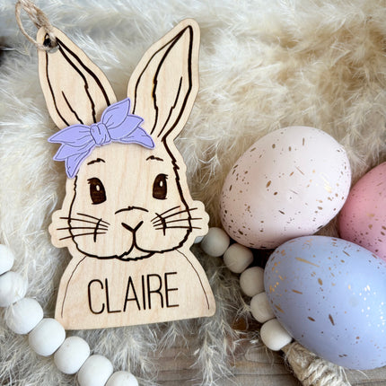 EASTER BUNNY WITH GLASSES / BOW BASKET TAG