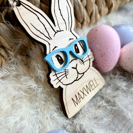EASTER BUNNY WITH GLASSES / BOW BASKET TAG