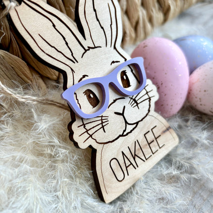 EASTER BUNNY WITH GLASSES / BOW BASKET TAG