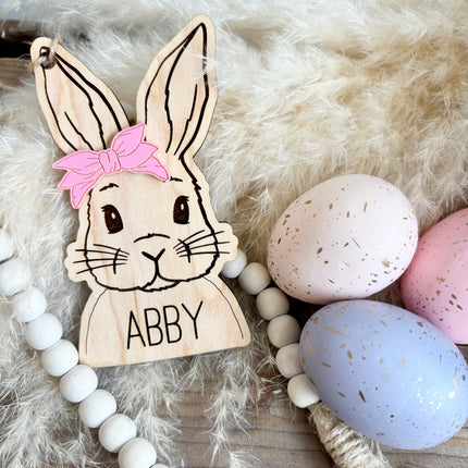 EASTER BUNNY WITH GLASSES / BOW BASKET TAG