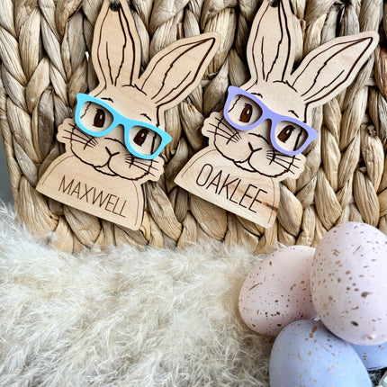 EASTER BUNNY WITH GLASSES / BOW BASKET TAG