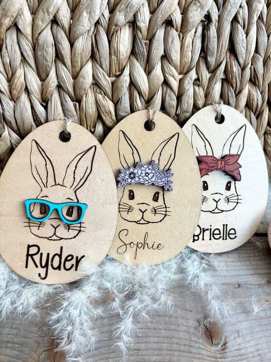 OVAL EASTER BUNNY BASKET TAG