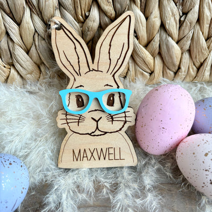 EASTER BUNNY WITH GLASSES / BOW BASKET TAG