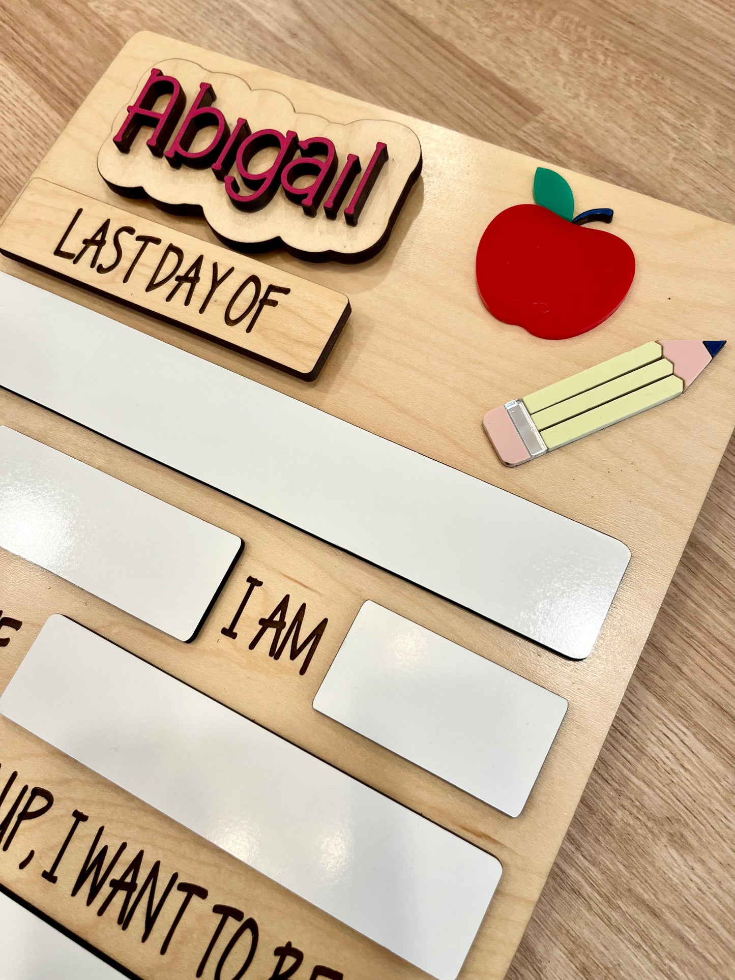 FIRST + LAST DAY OF SCHOOL SIGN PENCIL (INTERCHANGEABLE)