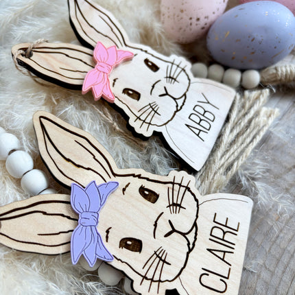 EASTER BUNNY WITH GLASSES / BOW BASKET TAG