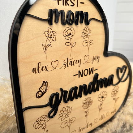 BIRTH FLOWER FIRST MOM - NOW GRANDMA SIGN
