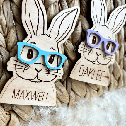 EASTER BUNNY WITH GLASSES / BOW BASKET TAG