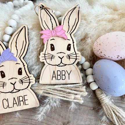 EASTER BUNNY WITH GLASSES / BOW BASKET TAG