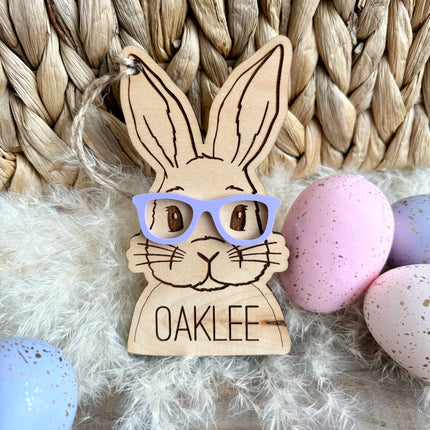 EASTER BUNNY WITH GLASSES / BOW BASKET TAG