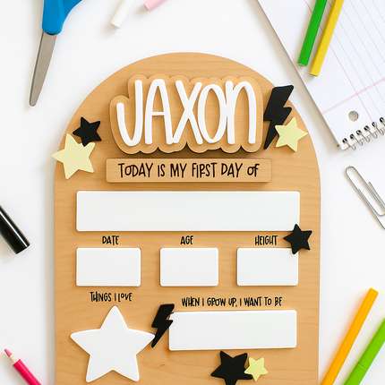 LIGHTNING BOLT FIRST + LAST DAY OF SCHOOL SIGN