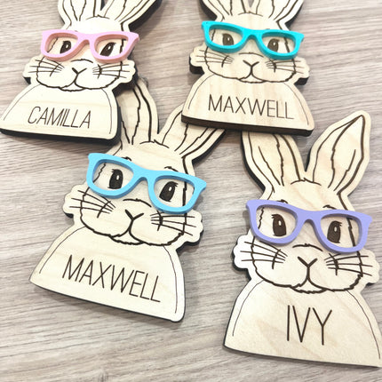 EASTER BUNNY WITH GLASSES / BOW BASKET TAG