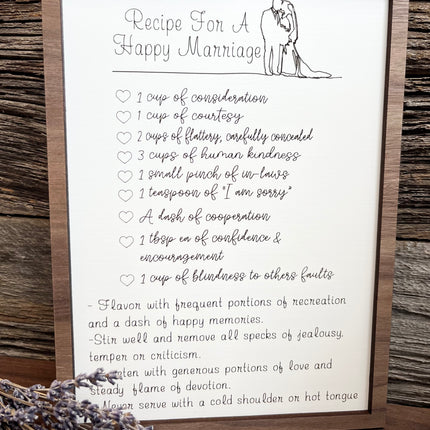 RECIPE FOR A HAPPY MARRIAGE