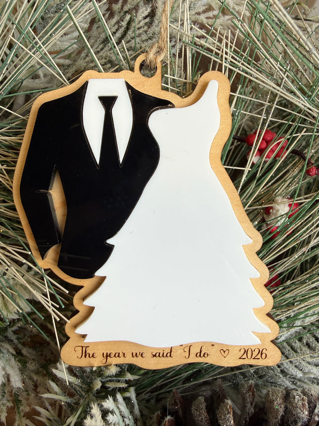 BRIDE & GROOM MR & MRS ORNAMENT
