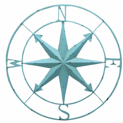 BLUE METAL WALL COMPASS / K22971 *