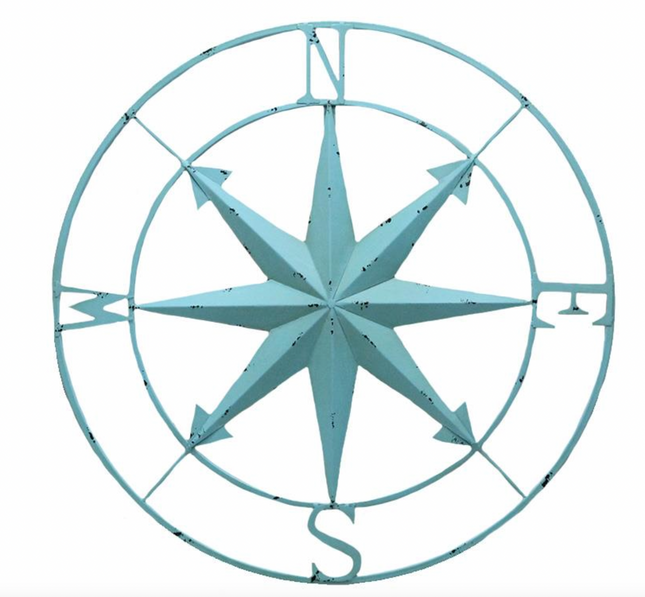 BLUE METAL WALL COMPASS / K22971 *