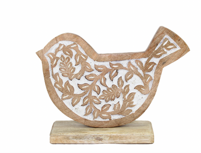 SMALL WOOD CARVED BIRD / K58211 *