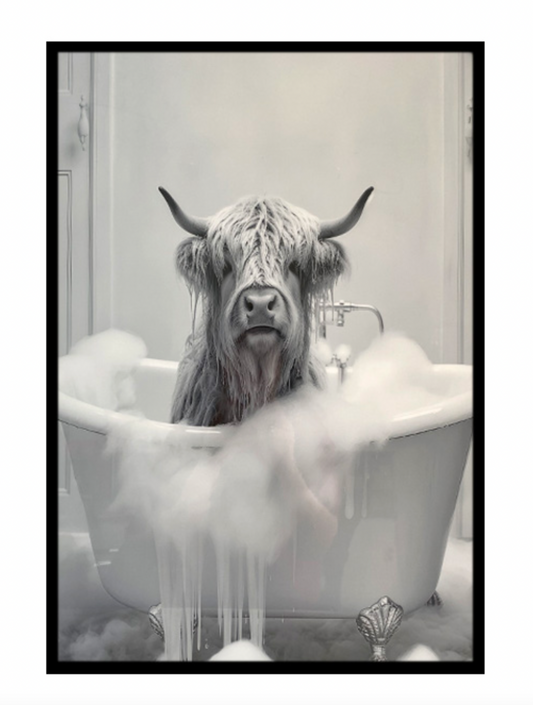 HIGHLAND COW IN TUB / K54826