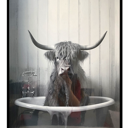 LARGE HIGHLAND COW IN TUB / K54814 *