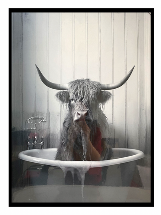 LARGE HIGHLAND COW IN TUB / K54814