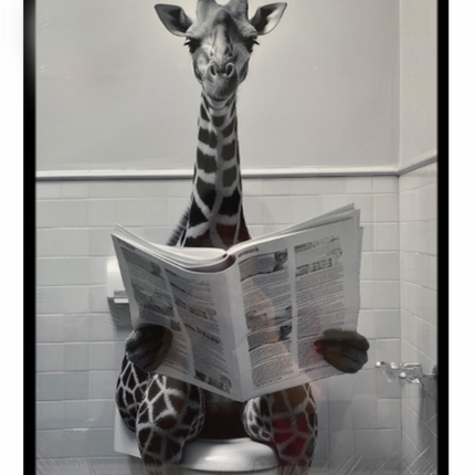 GIRAFFE READING NEWSPAPER / K54816 *