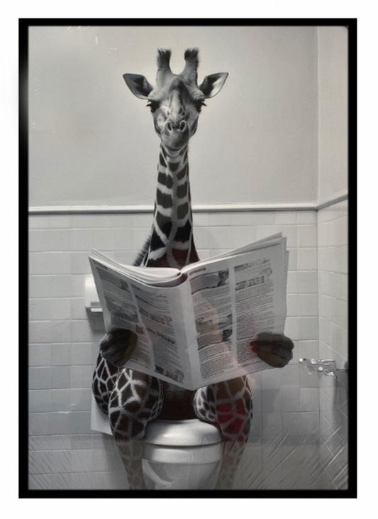 GIRAFFE READING NEWSPAPER / K54816